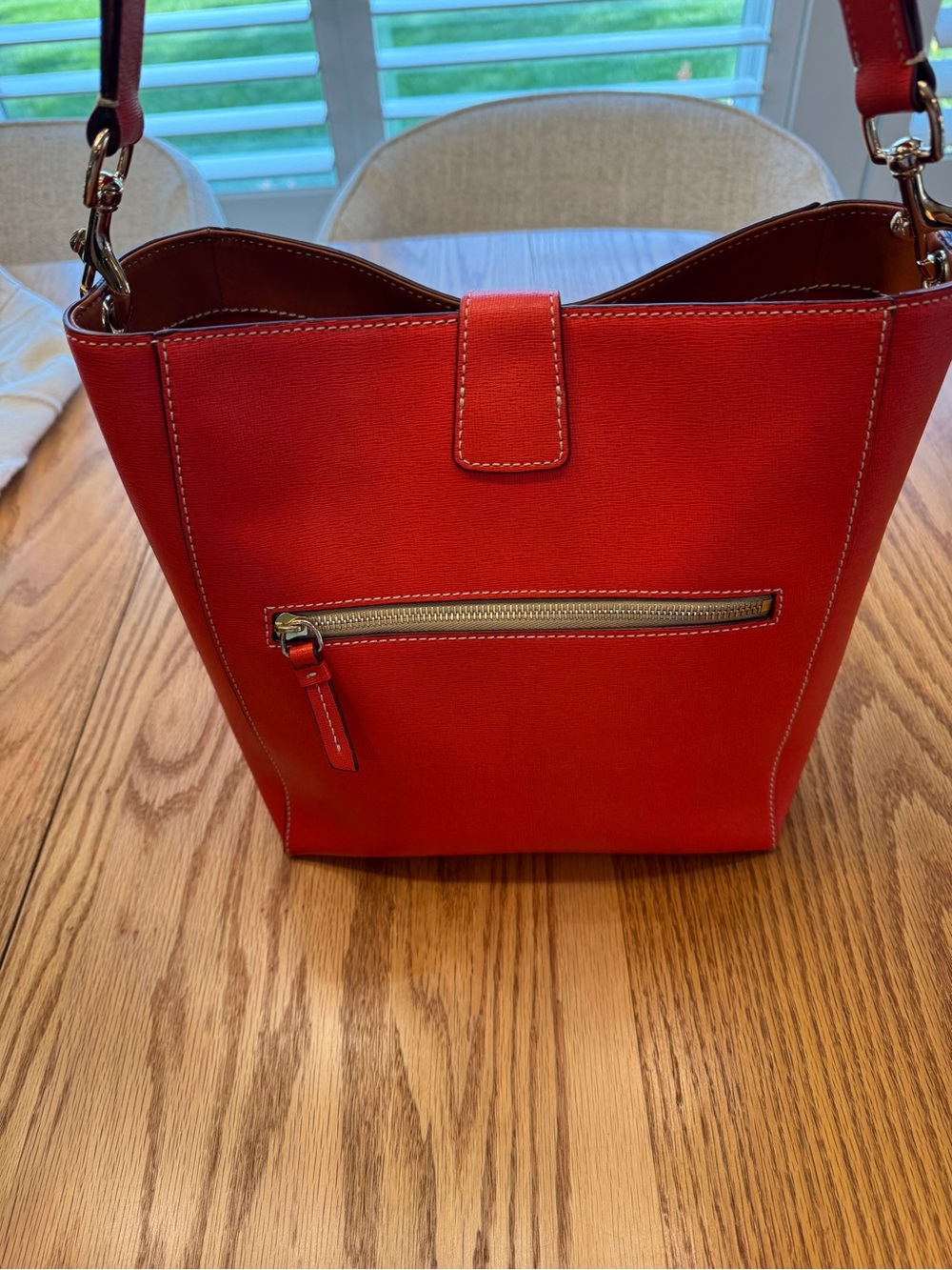Dooney & Bourke Red Leather Bucket Shoulder Bag - Picture 4 of 6